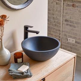 Lavabo tondo in battuto di terrazzo black