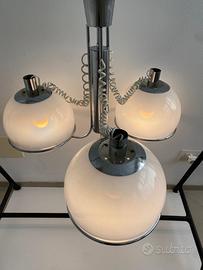 Lampada a sospensione anni 70 vetro, cromato