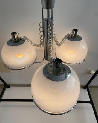 Lampada a sospensione anni 70 vetro, cromato