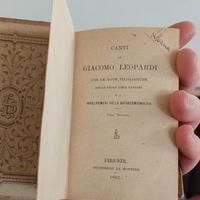 Libro Tascabile Antico " I Canti di Leopardi"