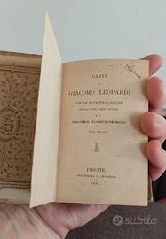 Libro Tascabile Antico " I Canti di Leopardi"