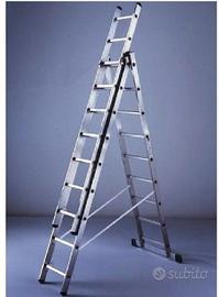 Scala trasformabile in alluminio 3X 9 gradini