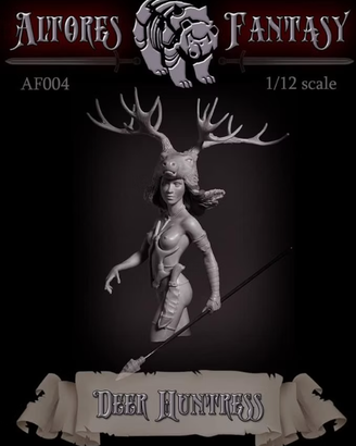 Deer Huntress 1:12 miniature Altores Fantasy Bust 