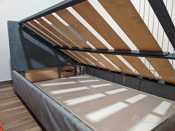 Letto contenitore Alcantara piazza e 1/2+materasso