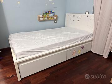 LETTO 1 PIAZZA E MEZZA CON CASSETTONI E MATERASSO