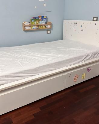 LETTO 1 PIAZZA E MEZZA CON CASSETTONI E MATERASSO