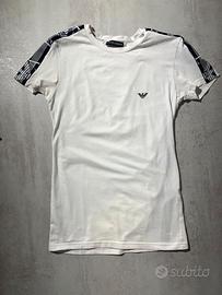 T-shirt Emporio Armani Underwear Bianca con Bande