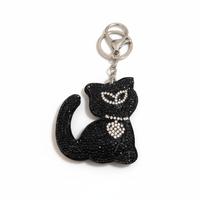 Portachiavi gatta nera con strass 