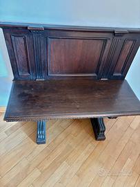 Panca in legno scuro stile rinascimentale