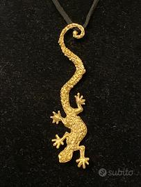 Pendente ciondolo Salamandra Geco scultura a mano