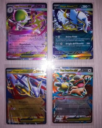 Lotto 4 Carte Pokemon Mega Ex Holo Megaevoluzione