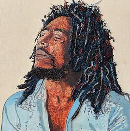 Ritratto di Bob Marley-Dipinto a olio su Tavola
