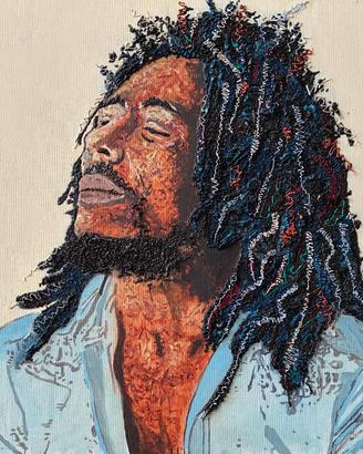 Ritratto di Bob Marley-Dipinto a olio su Tavola