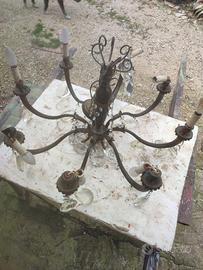 lampadario art decò liberty in ottone o bronzo 