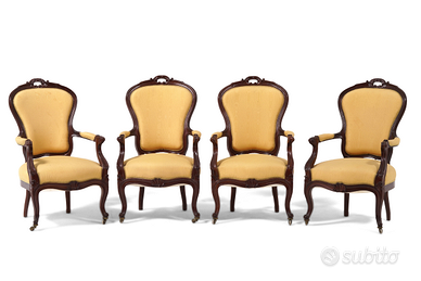 Lotto di 4 poltrone antiche