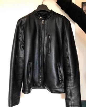 giacca in pelle nera PULL & BEAR