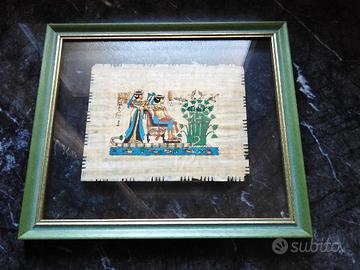 Bel papiro egiziano dipinto a mano incorniciato