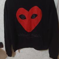 Maglione donna Open Space nero con gufo rosso 