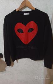 Maglione donna Open Space nero con gufo rosso 