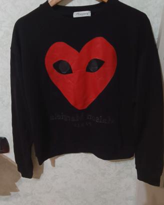 Maglione donna Open Space nero con gufo rosso 
