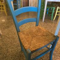 Sedie di legno e paglia colorate prezzo al pezzo