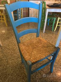 Sedie di legno e paglia colorate prezzo al pezzo
