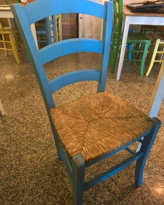 Sedie di legno e paglia colorate prezzo al pezzo