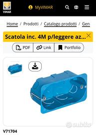 Cassetta incasso 4 moduli per pareti cartongesso