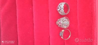 tre anelli argento 925 con pietre d' ametista 