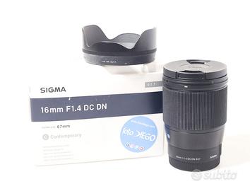 OBIETTIVO SIGMA 16 MM F/1.4 DC DN C. SONY E-MOUNT.