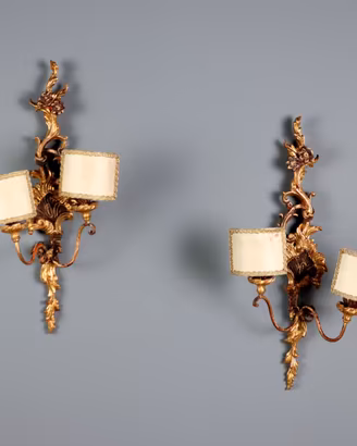 Coppia di Applique in Legno Dorato - Inizio 900
