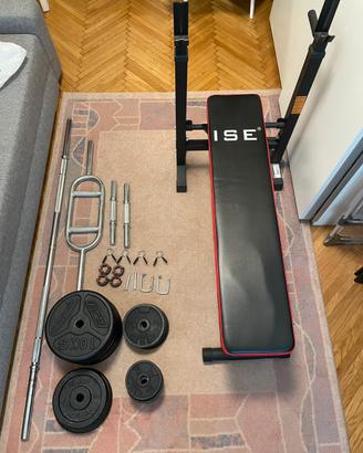 Set palestra completo 91 kg pesi + panca ISE
