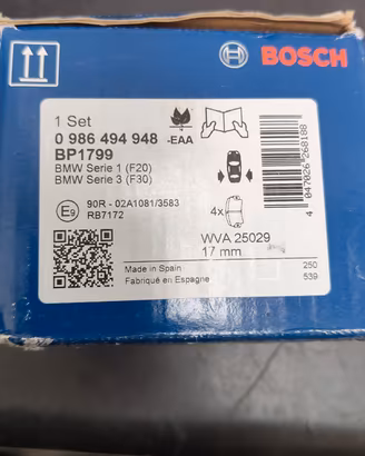 Pastiglie posteriori Bosch BMW serie 1-3 15-19