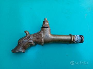 Rubinetto Fontana Vintage Bronzo Testa Cinghiale -