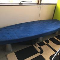Divano Ovale Blu Ecopelle Scamosciata 250x87h43cm