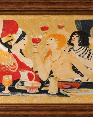 Salvatore Fiume Il brindisi Broccato Serigrafia