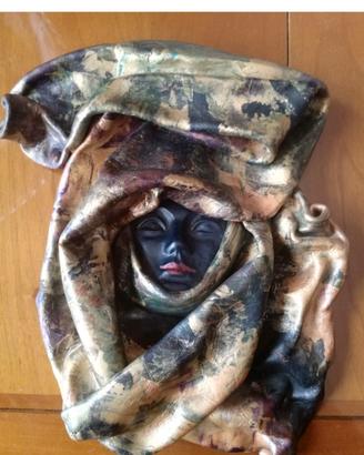 Maschera da parete in vero cuoio