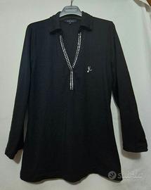 Maglia viscosa nera con strass-elegante versatile