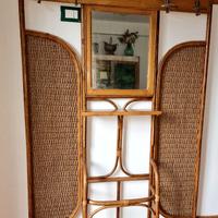 Appendiabiti vintage liberty in midollino e legno