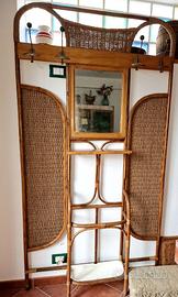 Appendiabiti vintage liberty in midollino e legno