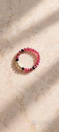 Anellino elastico perline rosa 