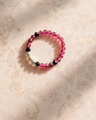 Anellino elastico perline rosa 