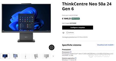 LENOVO AIO Neo 50a GENERAZIONE 6 i5 ultra 226V