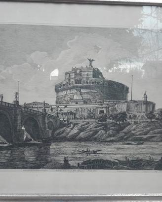 Acquaforte Luigi Rossini Castel S'Angelo