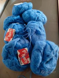 Gomitoli di lana azzurra gr. 40  misto mohair n. 7