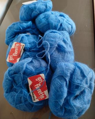 Gomitoli di lana azzurra gr. 40  misto mohair n. 7