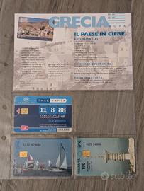 3 Schede Telefoniche greche Con Scheda Bolaffi