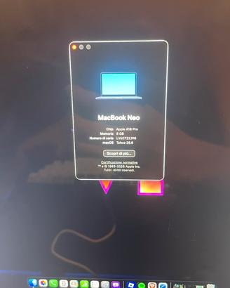 Macbook neo da 256 giga  con 2anni di garanz
