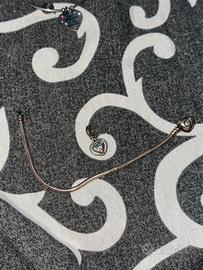 Braccialetto pandora con charm cuore mappamondo