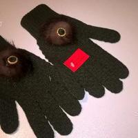 Guanti lana e angora con applicazione pelliccia